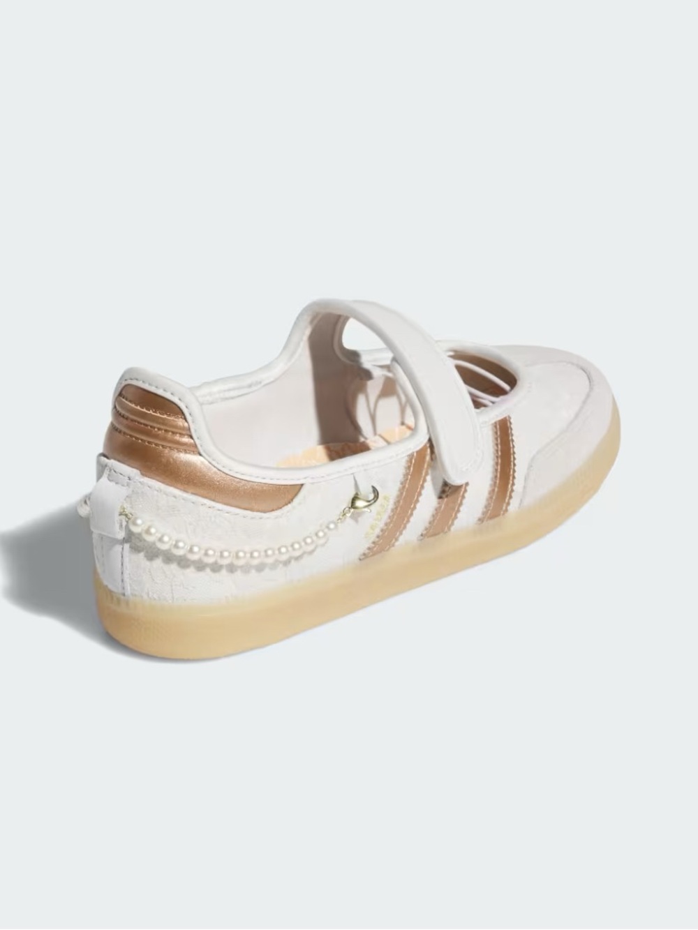 Adidas womens White & Rose Gold Mary Jane Sneaker 6-10 - Picture 5 of 8
